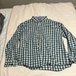 Men's Green, Blue, Cream Plaid Shirt